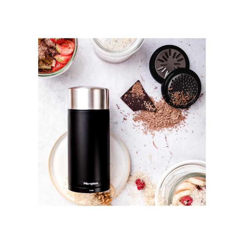 Microplane Universal Mill Stainless Steel Grater With Lid Black