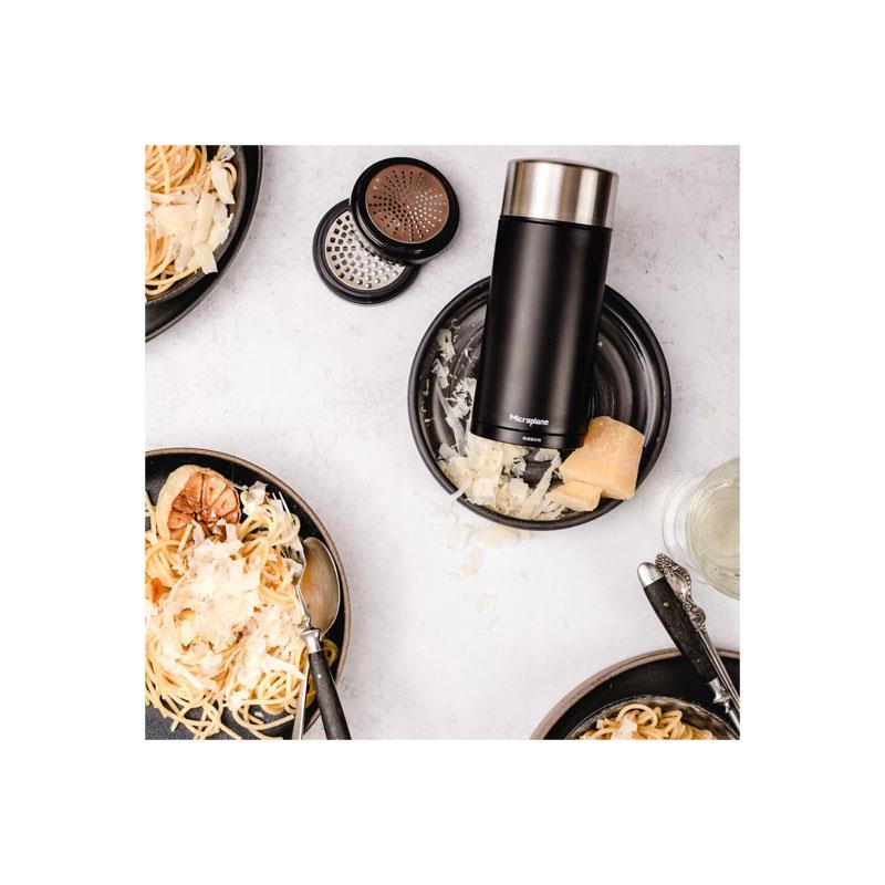 Microplane Universal Mill Stainless Steel Grater With Lid Black