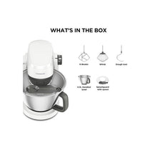 Kenwood Multi Tasker Stand Mixer Stainless Steel Bowl Variable + Pulse Speeds 3-Piece Tool Set Splash Guard White
