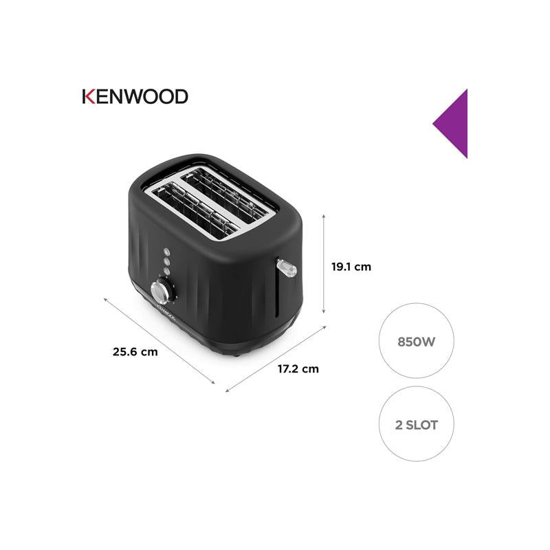 Kenwood Ripple 2 Slice Toaster With 7 Browning Settings Reheat Defrost Cancel Functions Pull Crumb Tray 850W Midnight Black