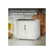 Kenwood Ripple 2 Slice Toaster 850W Pure White with 7 Browning Settings Defrost Reheat Cancel Functions