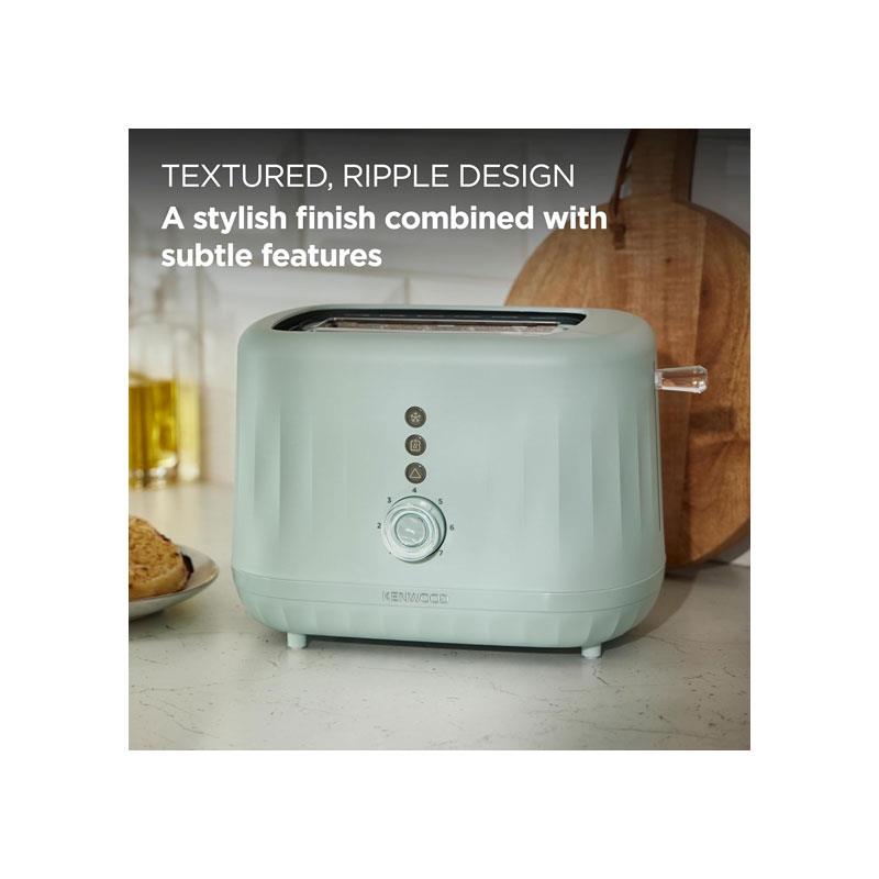 Kenwood Ripple 2 Slice Toaster With 7 Browning Settings Reheat Defrost Cancel Functions Pull Crumb Tray 850W Eggshell Blue