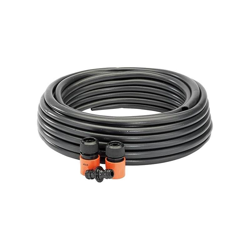 Draper Perforated Soaker Hose 12mm Bore Gardening Irrigation Pipe 2 1/2 Inch Hose Connectors 15m Two Way Coupling Black Main image
