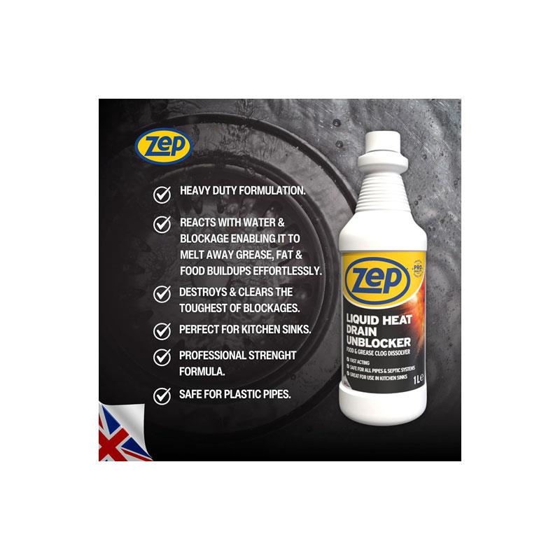 Zep Commercial Unblocker Heat Drain Liquid 1 Litres