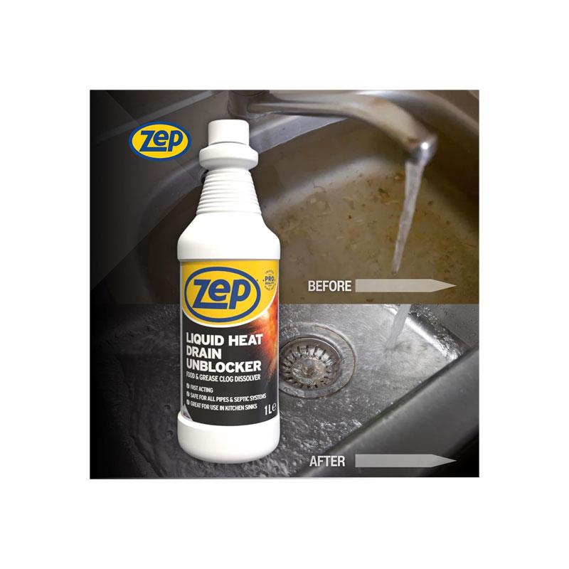 Zep Commercial Unblocker Heat Drain Liquid 1 Litres