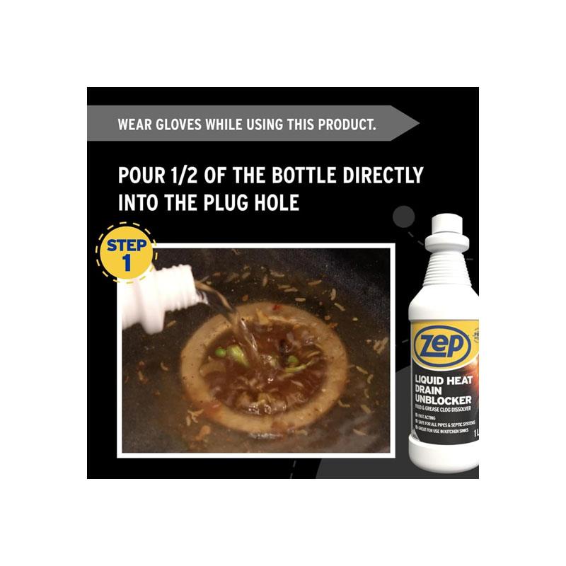 Zep Commercial Unblocker Heat Drain Liquid 1 Litres