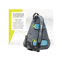 Franklin Sports Pickleball Sling Bag Backpack Holds Paddles Balls And Accessories Official US Open Bag Gray/Blue