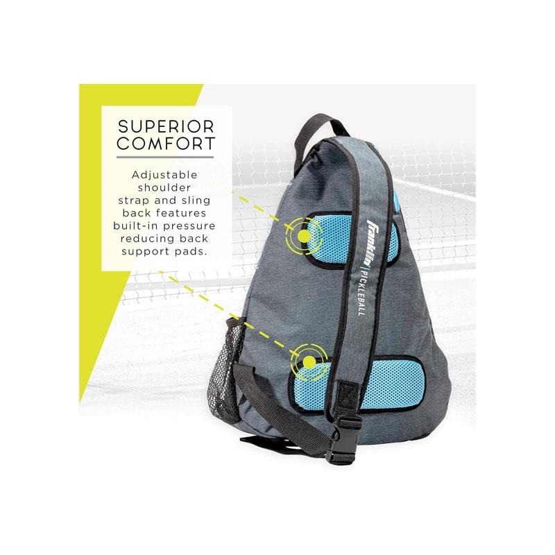 Franklin Sports Pickleball Sling Bag Backpack Holds Paddles Balls And Accessories Official US Open Bag Gray/Blue