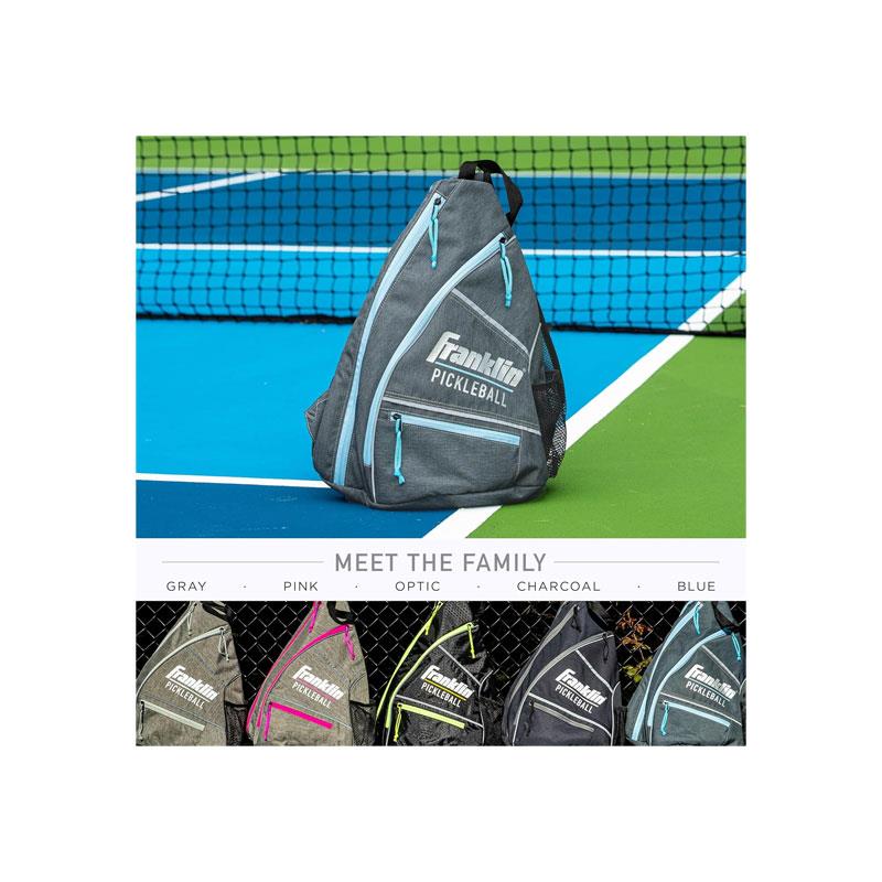 Franklin Sports Pickleball Sling Bag Backpack Holds Paddles Balls And Accessories Official US Open Bag Gray/Blue