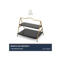 Artesa 2 Tier Metal Serving Stand 39.3 x 26cm Gold And Black