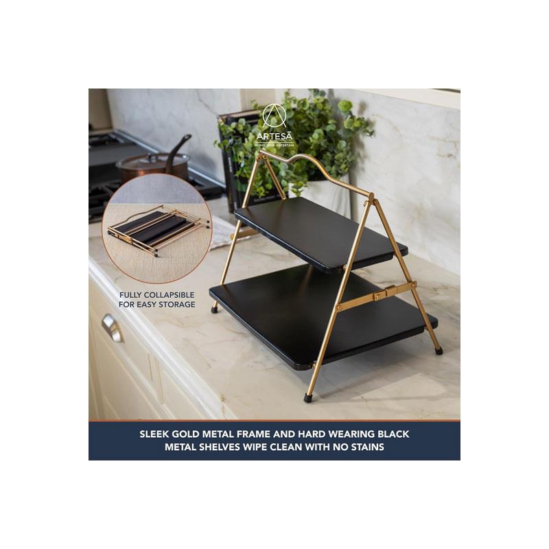 Artesa 2 Tier Metal Serving Stand 39.3 x 26cm Gold And Black
