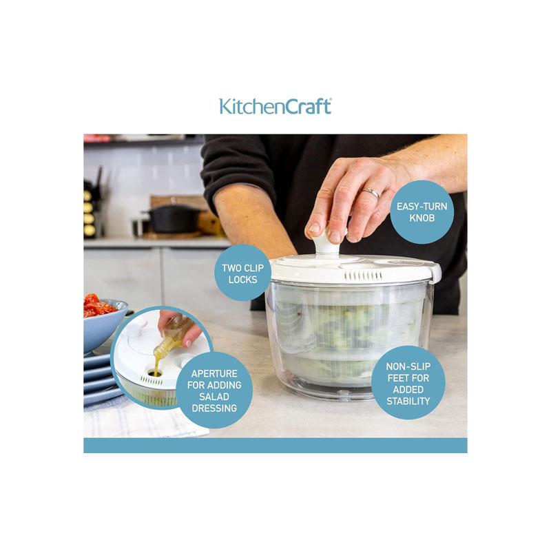 KitchenCraft Mini Salad Spinner And Dresser Plastic Small 19cm White