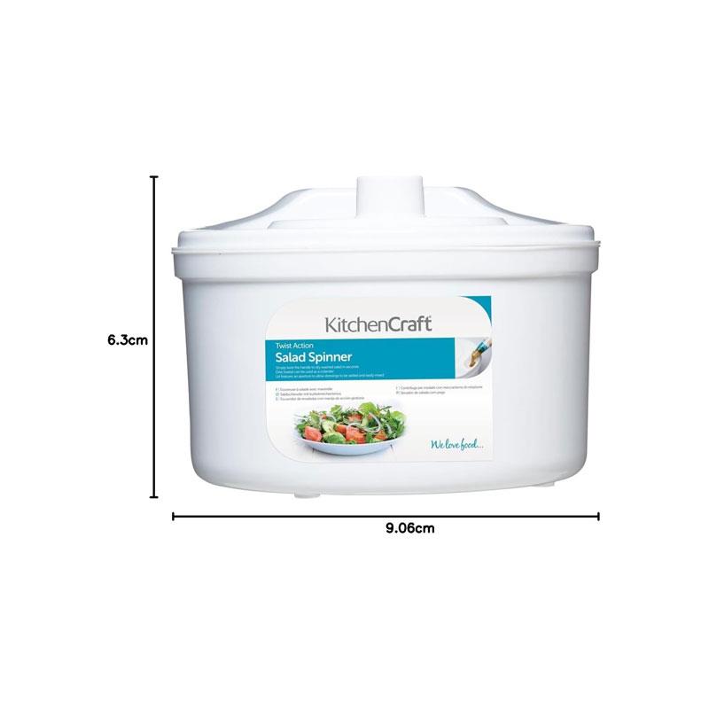 KitchenCraft Salad Spinner And Dresser BPA Free Plastic Medium 22.5cm White