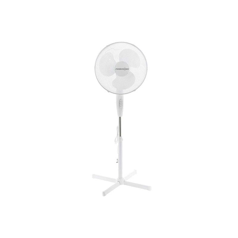 Powersonic 16 Inch Pedestal Fan With 3 Speed Settings Oscillation Adjustable Height 45W White Main image