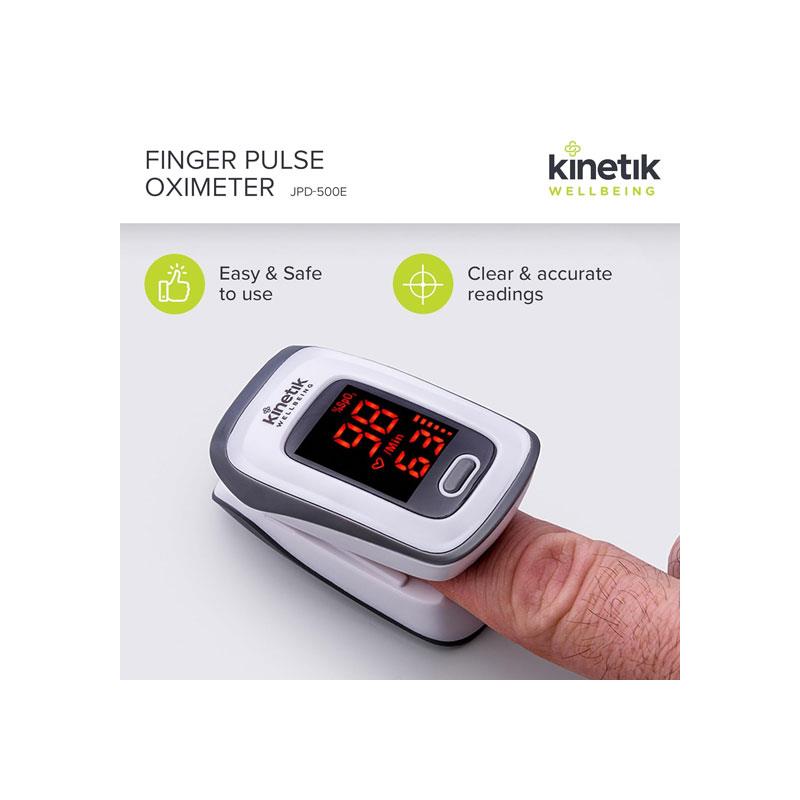 Kinetik Wellbeing Finger Pulse Oximeter Heart Rate Monitor Blood Oxygen Saturation Monitor Accurate Sats Pulse Heart-Rate White