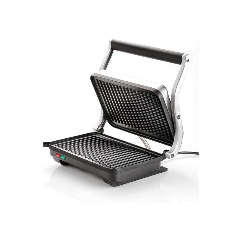 Judge Electricals Healthy Grill Panini Press Grill Sandwich Toaster Toastie Maker With Floating Hinges Non-Stick Griddle Plates Removable Drip Tray 1000W Silver