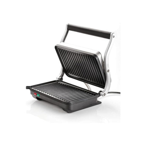 Judge Electricals Healthy Grill Panini Press Grill Sandwich Toaster Toastie Maker With Floating Hinges Non-Stick Griddle Plates Removable Drip Tray 1000W Silver