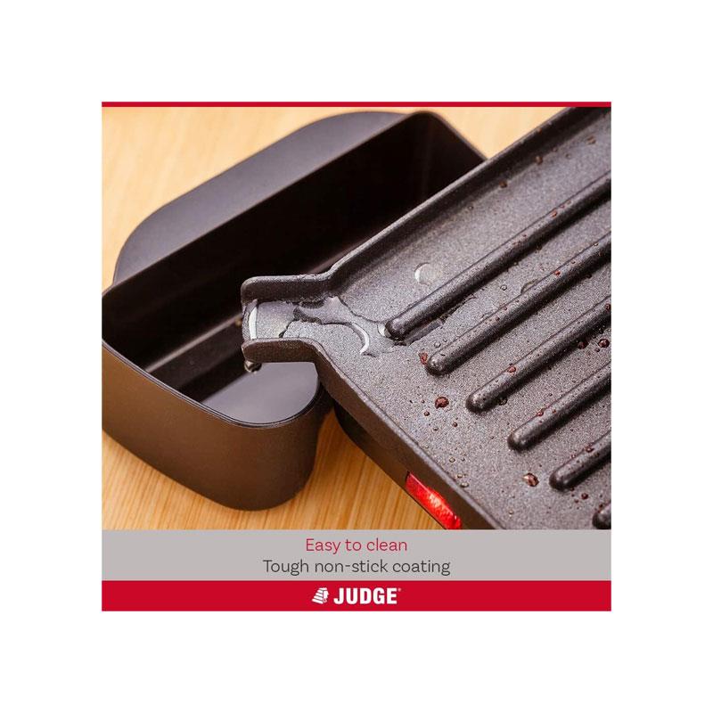 Judge Electricals Healthy Grill Panini Press Grill Sandwich Toaster Toastie Maker With Floating Hinges Non-Stick Griddle Plates Removable Drip Tray 1000W Silver