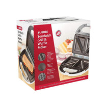 Judge Sandwich Grill And Waffle Maker Panini Grill Press With 3 Non-Stick Grill Plates White