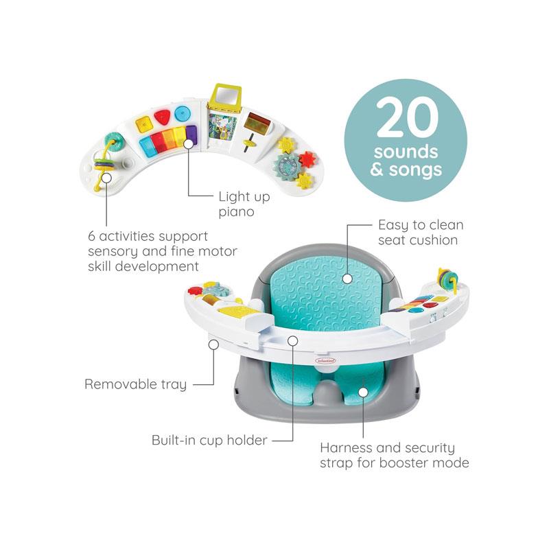 Infantino Music And Lights 3 in 1 Discovery Seat And Booster Baby Chair with Snack Tray and Activity Toys Multicolour