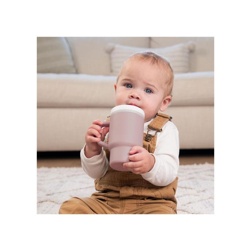 Infantino My First Tumbler Pirouette Pink 9oz Silicone Leak Resistant Straw Cup with Handle