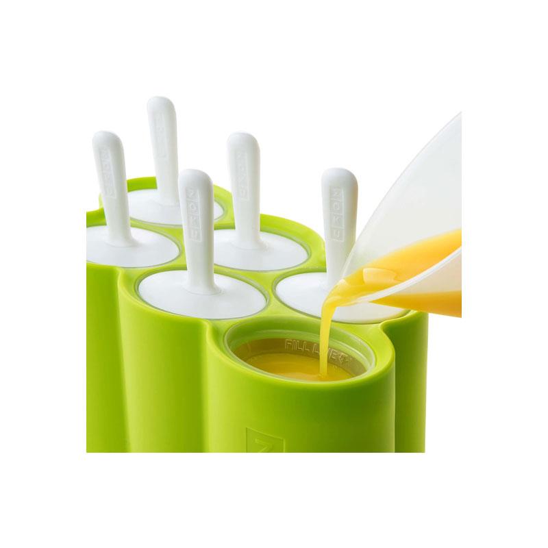 Zoku Premium Classic Ice Pop Moulds 6 Easy-Release 90ml Popsicle Molds With Sticks And Drip-Guards Green