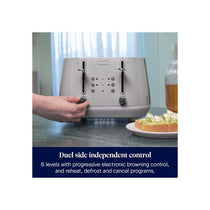 Delonghi Eclettica 4 Slice Toaster With Reheat And Defrost Functions Control Panels Browning Levels Pull Crumbs Trays Stainless Steel 1800W Biscuit Beige