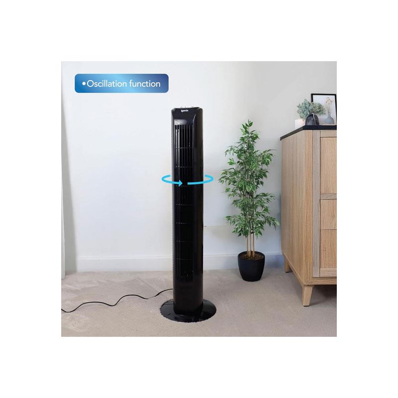 Igenix 29 Inch Tower Fan With 3 Speed Settings Oscillation Function 7.5 Hour Timer Remote Control 45W Black