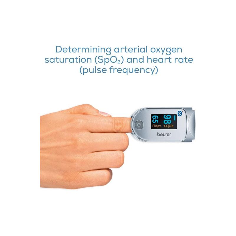 Beurer PO60 Pulse Oximeter With Bluetooth Measures Heart Rate Arterial Oxygen Saturation White Secondary image
