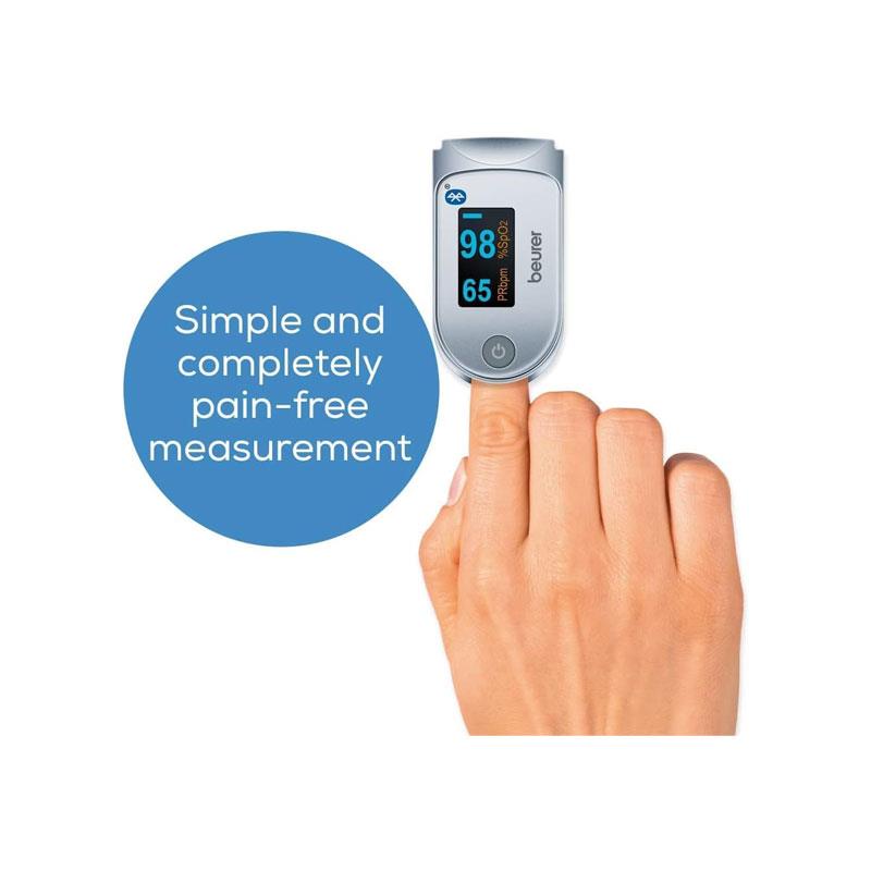 Beurer PO60 Pulse Oximeter With Bluetooth Measures Heart Rate Arterial Oxygen Saturation White