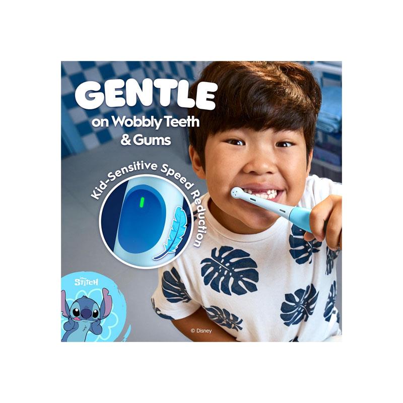 Oral-B iO Kids Disney Stitch Electric Toothbrush 1 Toothbrush Head 1 Travel Case 3 Modes With Kid-Friendly Sensitive Mode Ages 6+ Light Blue