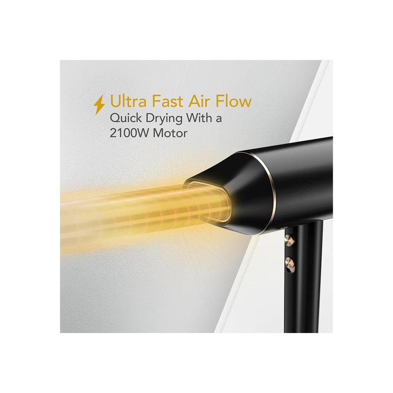 Wahl Ionic Flow Hairdryer Professional Drying Frizz-Free Cold Shot Heat Concentrating Diffuser Styling Compact Travel Powerful Fast Speed 2100W Black