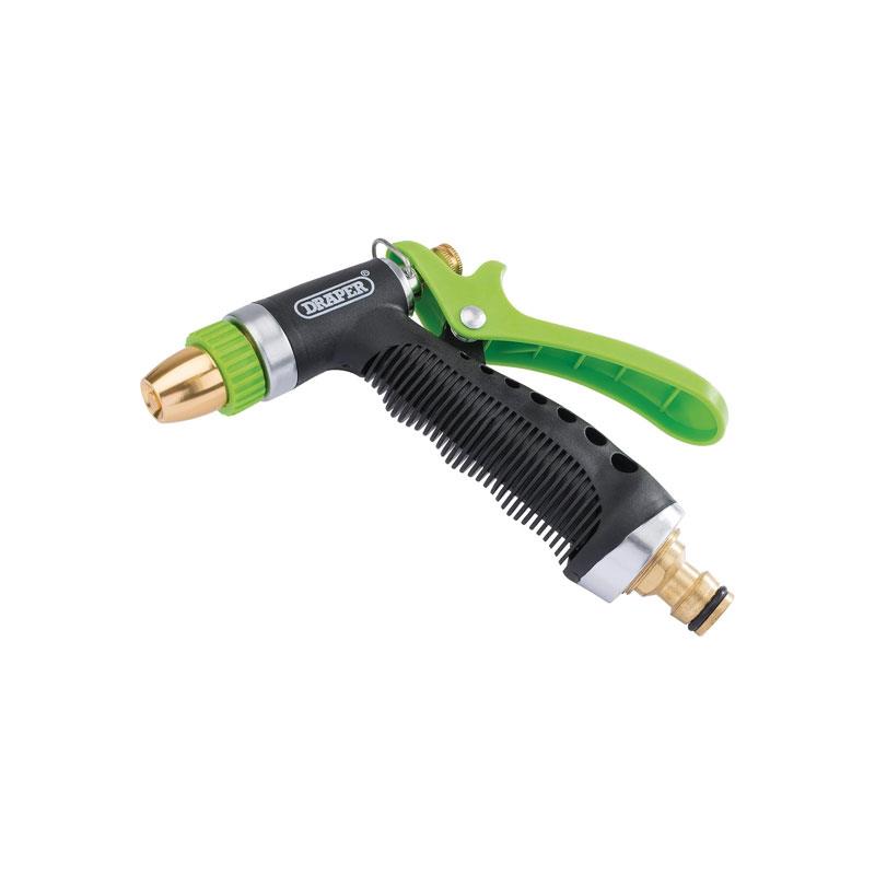 Draper 3 Pattern Aluminium Spray Gun Aluminium Garden Hose Nozzle Watering Tool Brass Fitting Universal Connector Multicolour