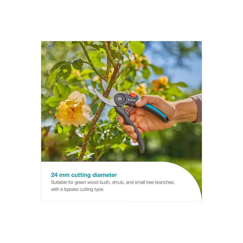 Gardena Secateurs PremiumCut Flex Bypass Garden Secateurs For Green Wood 24mm Multicolour