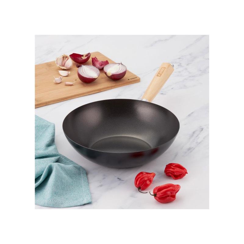 Judge Essentials Stir Fry Wok 26cm Non Stick Carbon Steel Stay Cool Wooden Handle Black Secondary image