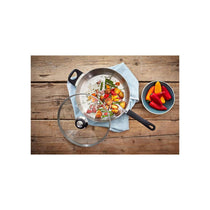 Judge Vista Saute Pan 28cm/2.4 Litres Stainless Steel Large Shatterproof Vented Glass Lid With Helper Handle Silver
