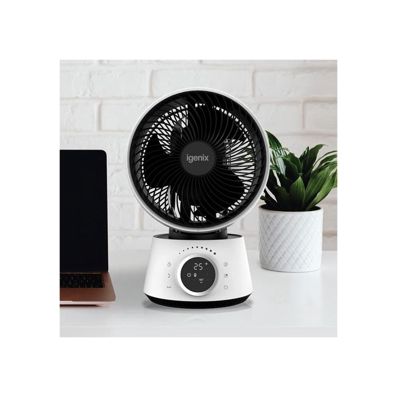 Igenix 9 Inch Digital Air Circulator Turbo Fan 32 Wind Speed Settings 12 Hour Timer LED Display Remote Control White