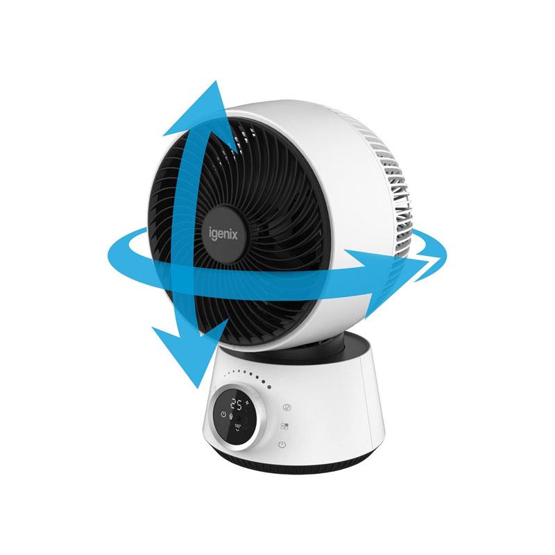 Igenix 9 Inch Digital Air Circulator Turbo Fan 32 Wind Speed Settings 12 Hour Timer LED Display Remote Control White