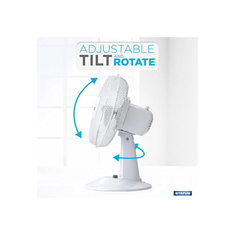 Status 12 Inch Desktop Fan With 3 Speed Settings Oscillating 35W White