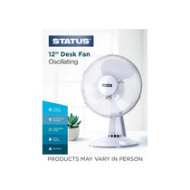 Status 12 Inch Desktop Fan With 3 Speed Settings Oscillating 35W White