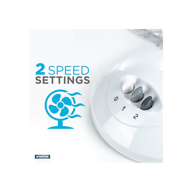 Status 9 Inch Oscillating Desk Fan With 2 Speed Settings Portable Cooling Fan 16W White