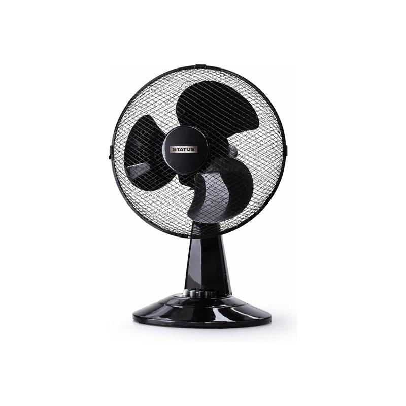 Status 12 Inch Desktop Fan With 3 Speed Settings Oscillating 35W Black