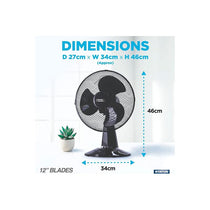 Status 12 Inch Desktop Fan With 3 Speed Settings Oscillating 35W Black