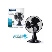 Status 12 Inch Desktop Fan With 3 Speed Settings Oscillating 35W Black