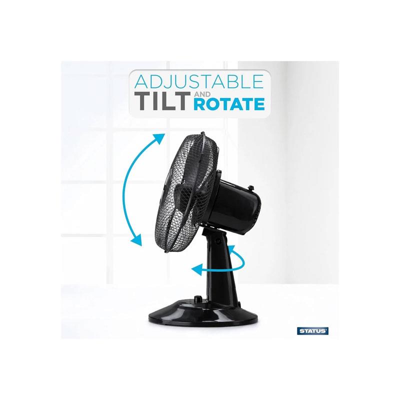 Status 12 Inch Desktop Fan With 3 Speed Settings Oscillating 35W Black