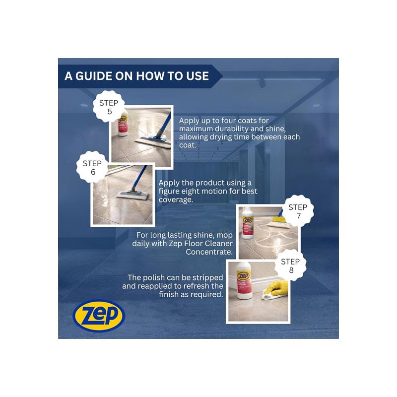 Zep Floor Polish High Gloss Vinyl Hard Floor Shine Anti Slip Finish 1 Litre