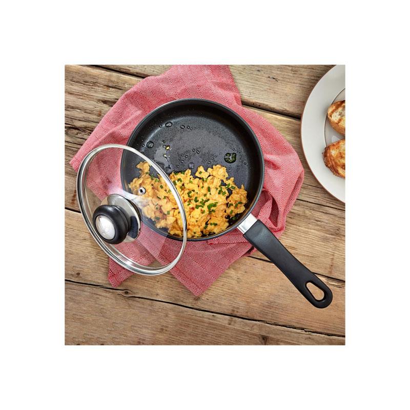 Judge Vista Saucepan 14cm/900ml Medium Non-Stick Stainless Steel Shatterproof Vented Glass Lid Silver