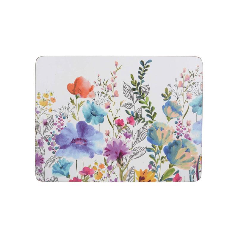 Creative Tops Meadow Floral Placemats And Coasters Rectangular 30 x 23 cm Pack Of 4 Multicolour