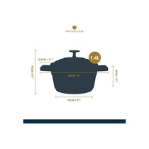 MasterClass 16cm Casserole Dish With Lid Cast Aluminium 1.4 Litre Black