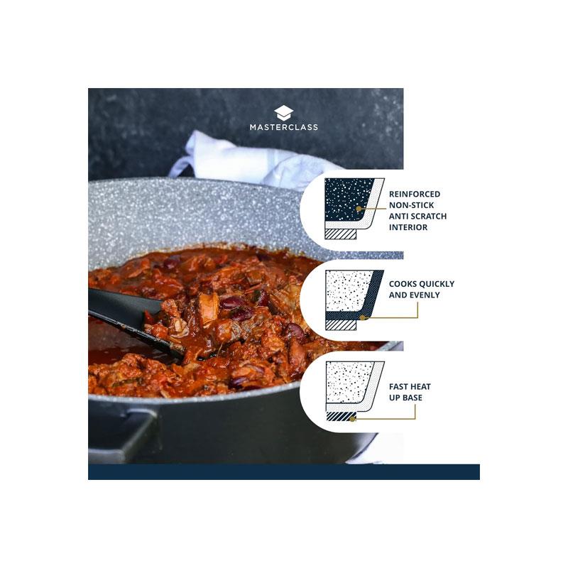 MasterClass 16cm Casserole Dish With Lid Cast Aluminium 1.4 Litre Black